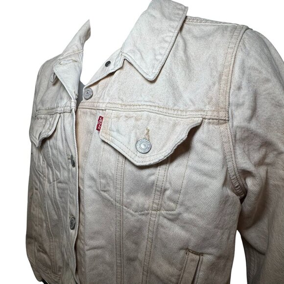 Levi’s Women Stone washed beige Cotton Denim Original Trucker Jacket NWT Large - Picture 4 of 12